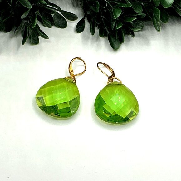 Faceted Teardrop Earrings Set In Assorted Colors With Gold-Plated Hooks - Picture 2 of 13